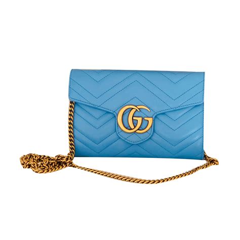 gucci marmont chevron chain wallet bag